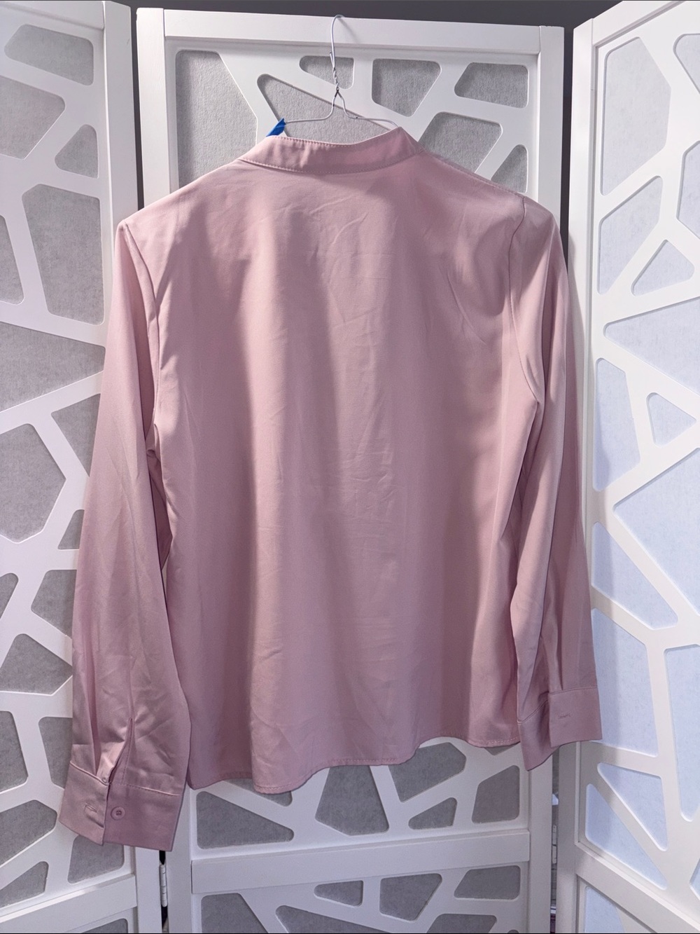 Light Pink Ruffle Front Button-Down Blouse - Picture 4 of 4